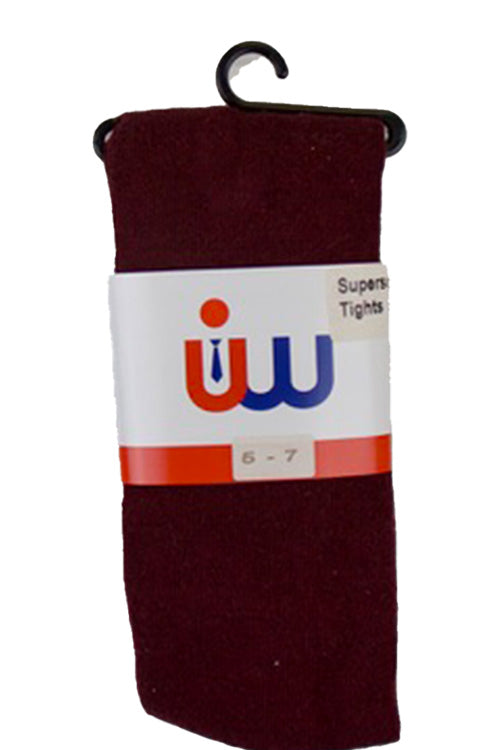UW School Tights | Maroon | Cotton Rich for Max Comfort