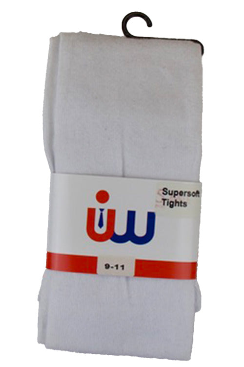 UW School Tights | White | Cotton Rich for Max Comfort